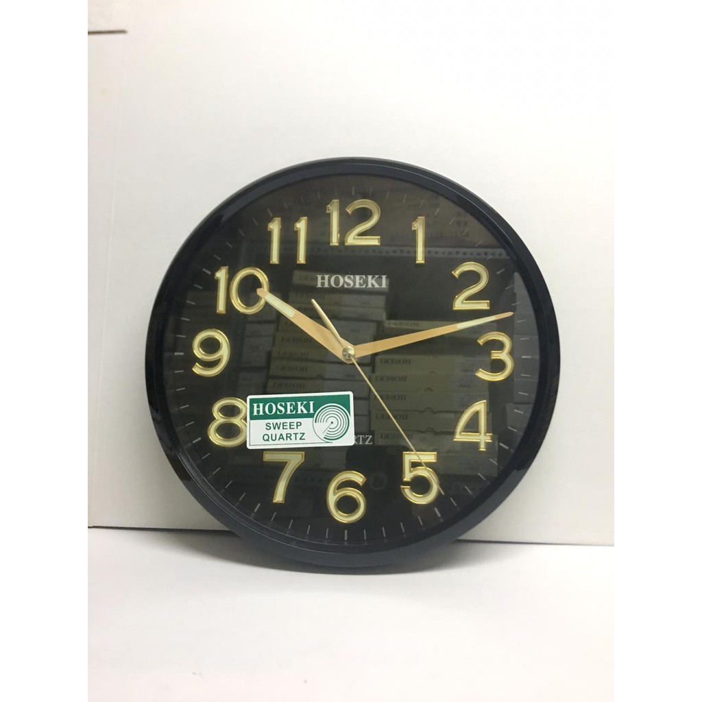 Jam Dinding / Wall Clock Lingkaran / Bulat Minimalis / Elegan Angka Emas - Hoseki H9209