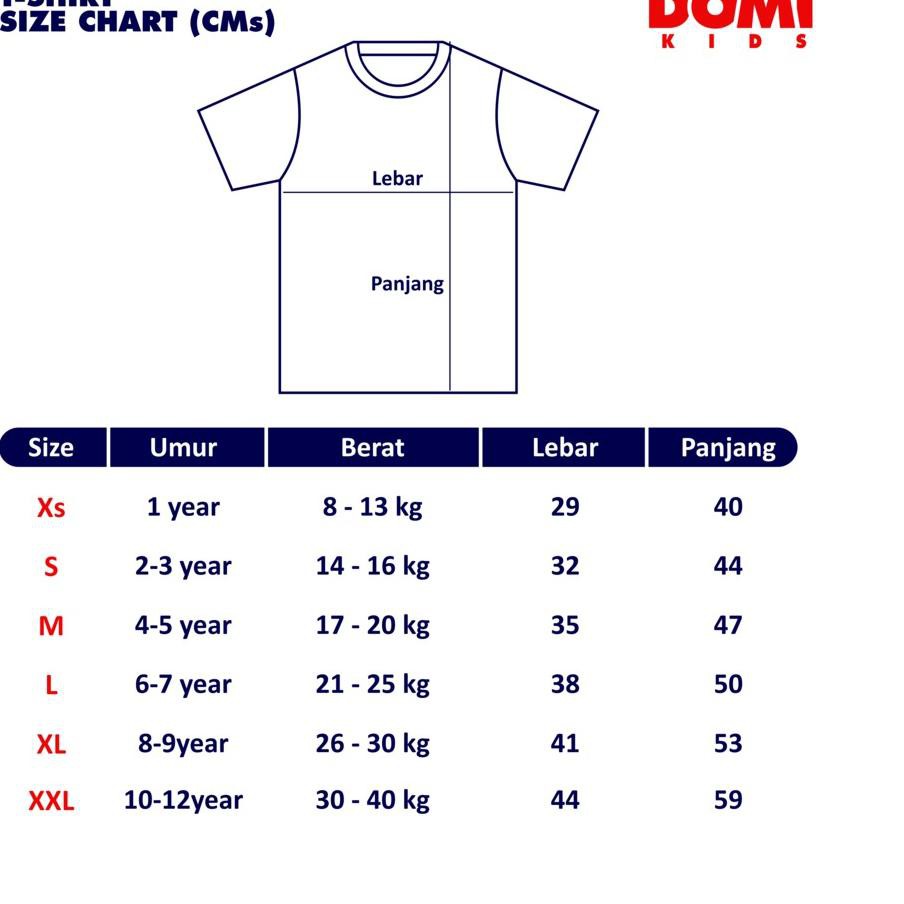 PBD 331 DOMI KAOS ANAK BLUE BOLD 1 - 11 Th .