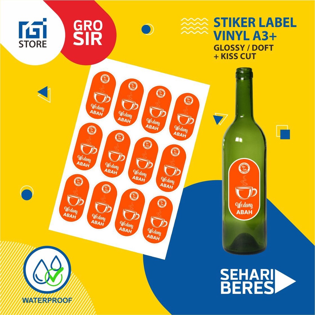 Cetak Stiker Vinyl A3 + Kiss Cut