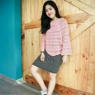 Crop Jaring  Sweater Baju  Rajut  Triball Knit Tribal Atasan 