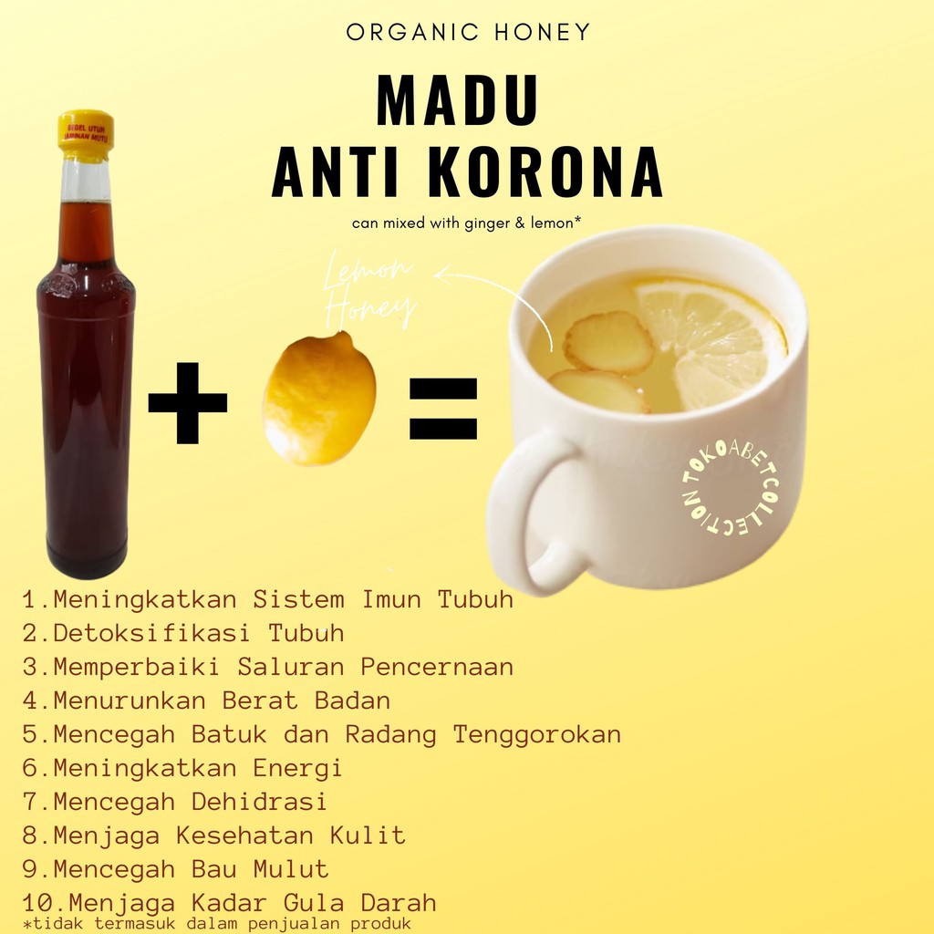 Madu asli suplemen kesehatan madu anti corona dengan jahe dan lemon untuk imunitas kekebalan tubuh