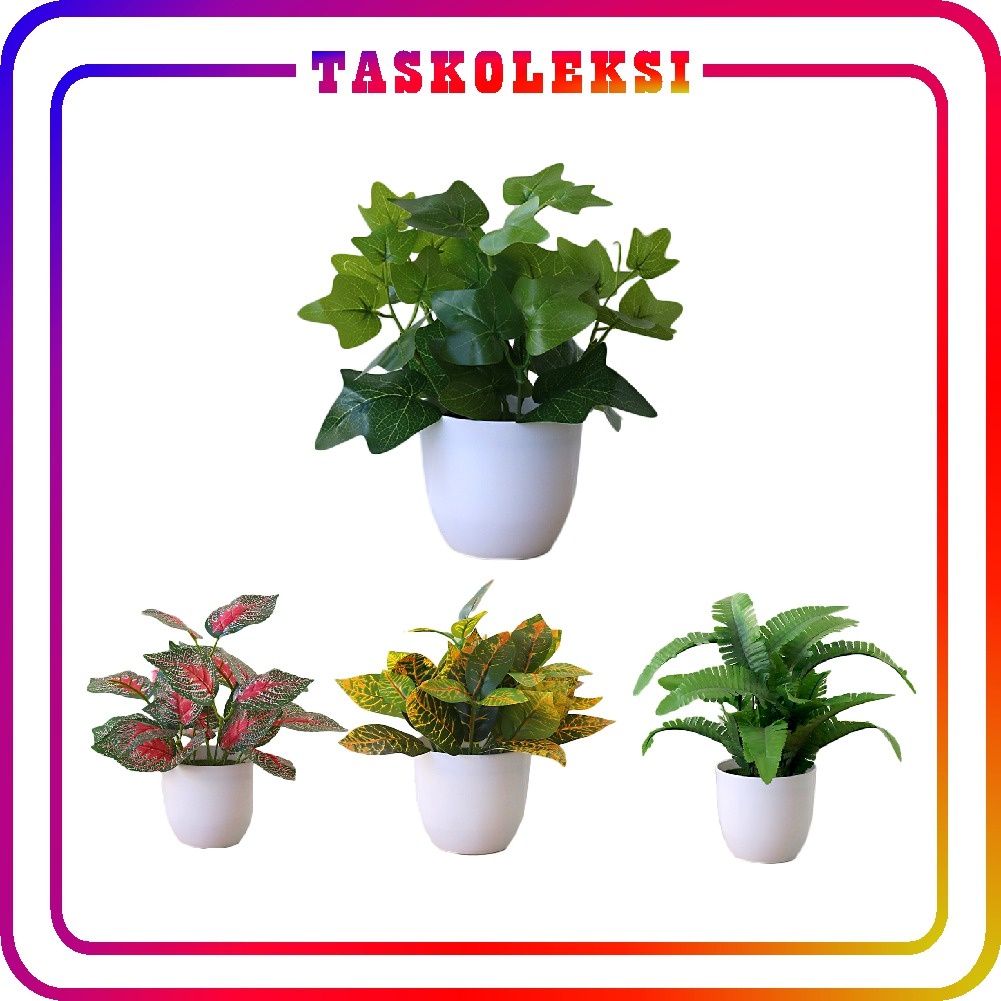 ☛TK☚ R313 Tanaman Hias Indoor Plastik Pot Bunga Artificial Daun Rambat Dekorasi Monstera Kering