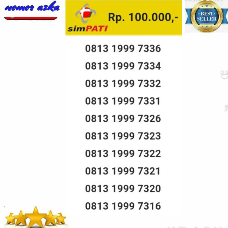Nomor Cantik Kartu Simpati Tengah Tahun 1999 813 1999 7336 bsm02