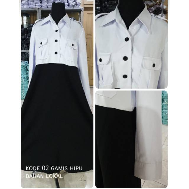 Gamis pns/pemda/guru hitam putih