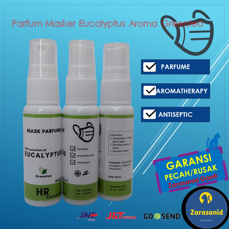 Parfum Masker Essensial Oil Eucalyptus Aroma Greentea Spray isi 30ml Semua Masker Wangi anti Virus