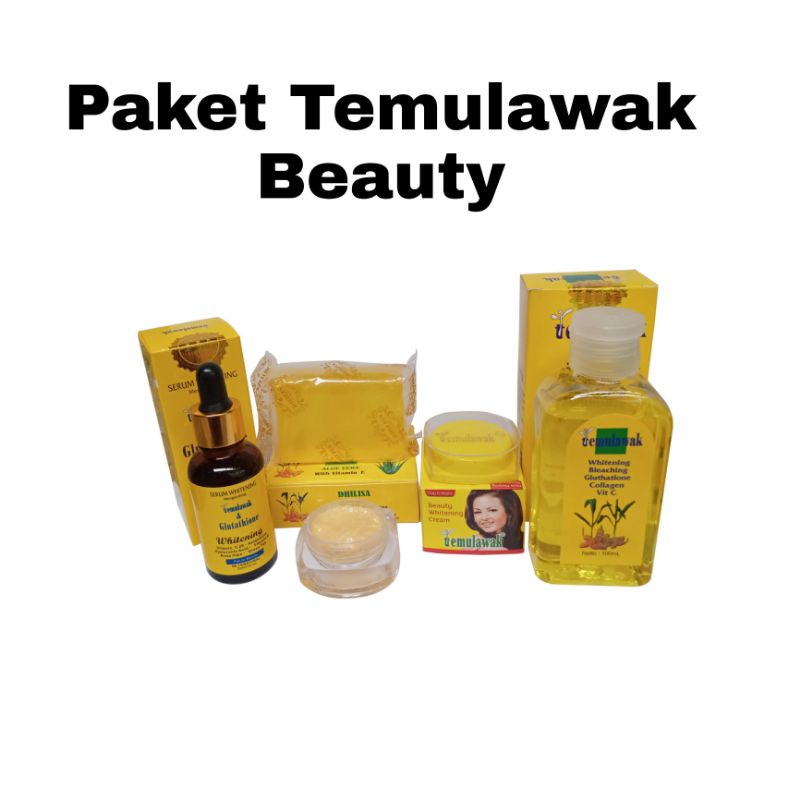 PAKET TEMULAWAK 4IN1- TONER TEMULAWAK - SERUM TEMULAWAK - SABUN TEMULAWAK DHILiSA - CREAM TEMULAWAK  BEAUTY WHITENING...