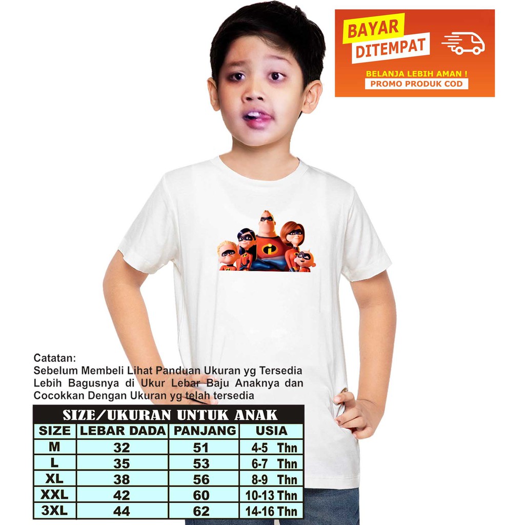 BAJU ANAK LAKI-LAKI Incredible-3 / T-Shirt Anak Pria / Baju Kaos Pria murah / Atasan Laki-Laki