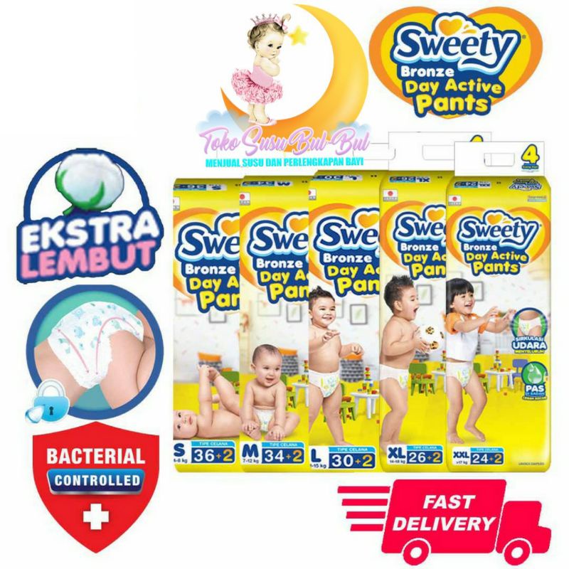 Sweety Bronze Pants S40 / M / L / XL / XXL Pampers - Popok Bayi