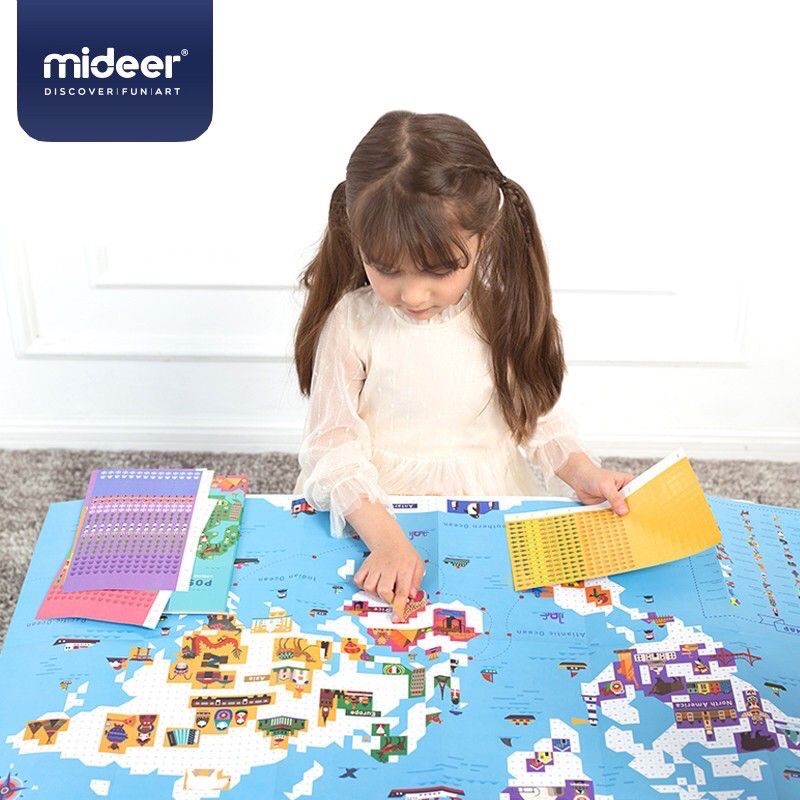 mideer poster sticker activity world map peta