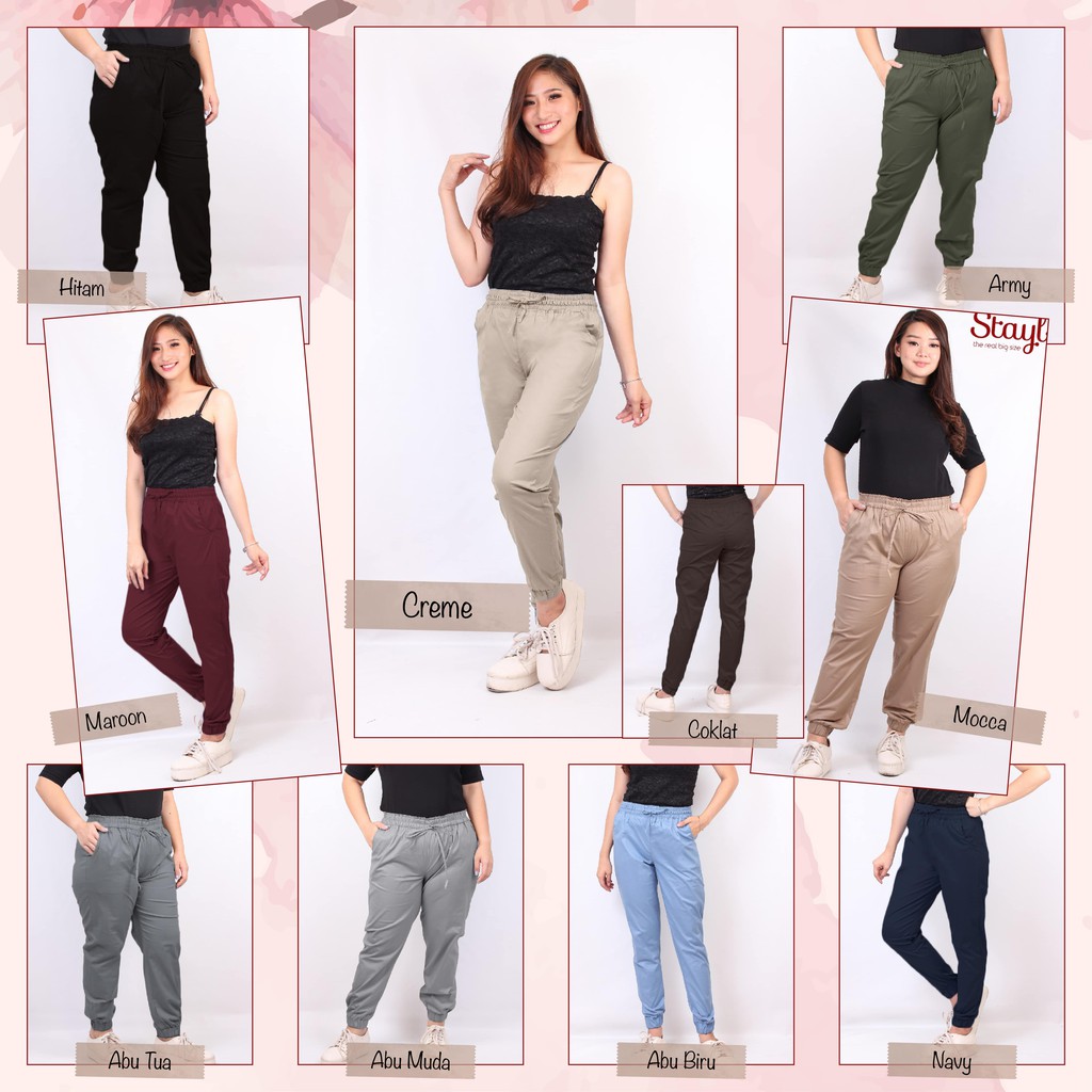 STAYL Jumbo Size Jogger Pants 10 Warna Celana Kerja Wanita | Big Size Celana Training | Joger Pants Plus Size