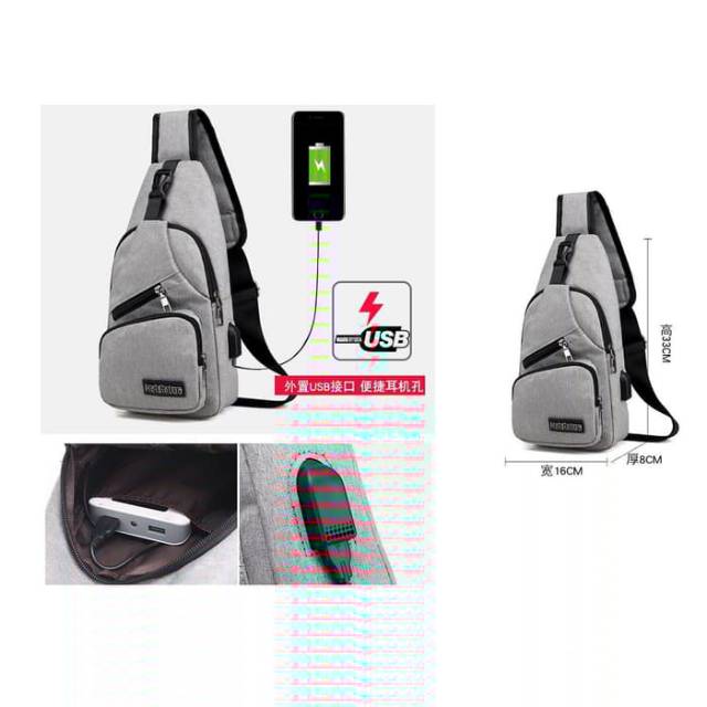 Tas Selempang Nylon  usb Pria