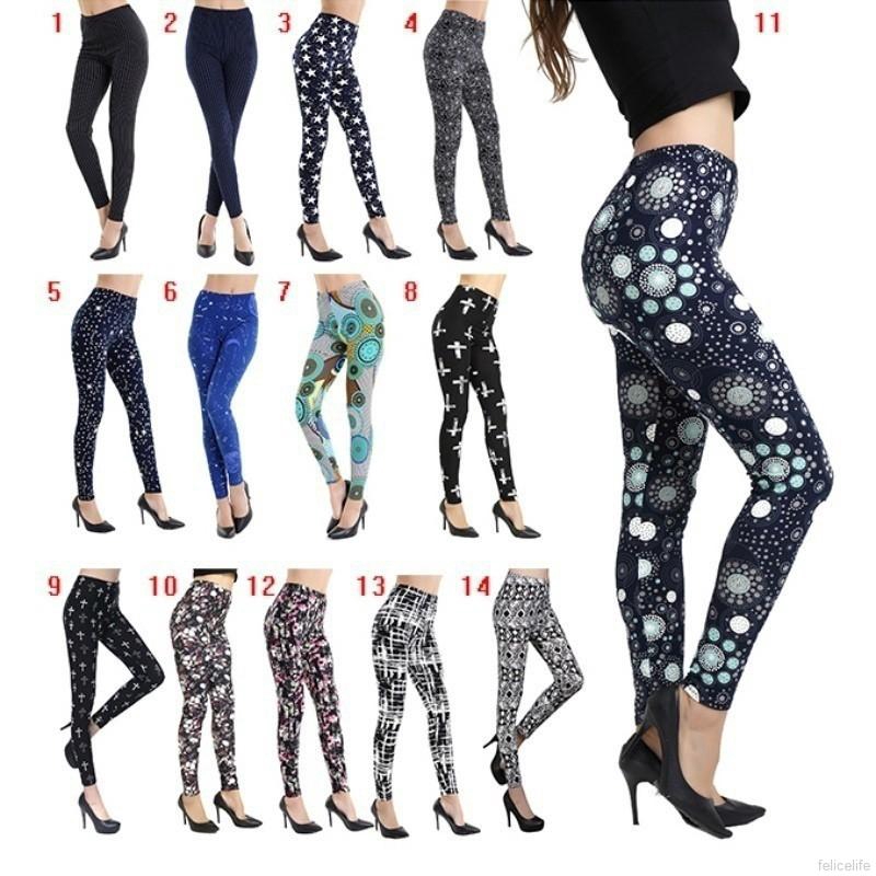  Celana  Legging  Panjang Wanita Casual Bahan Elastis Motif 