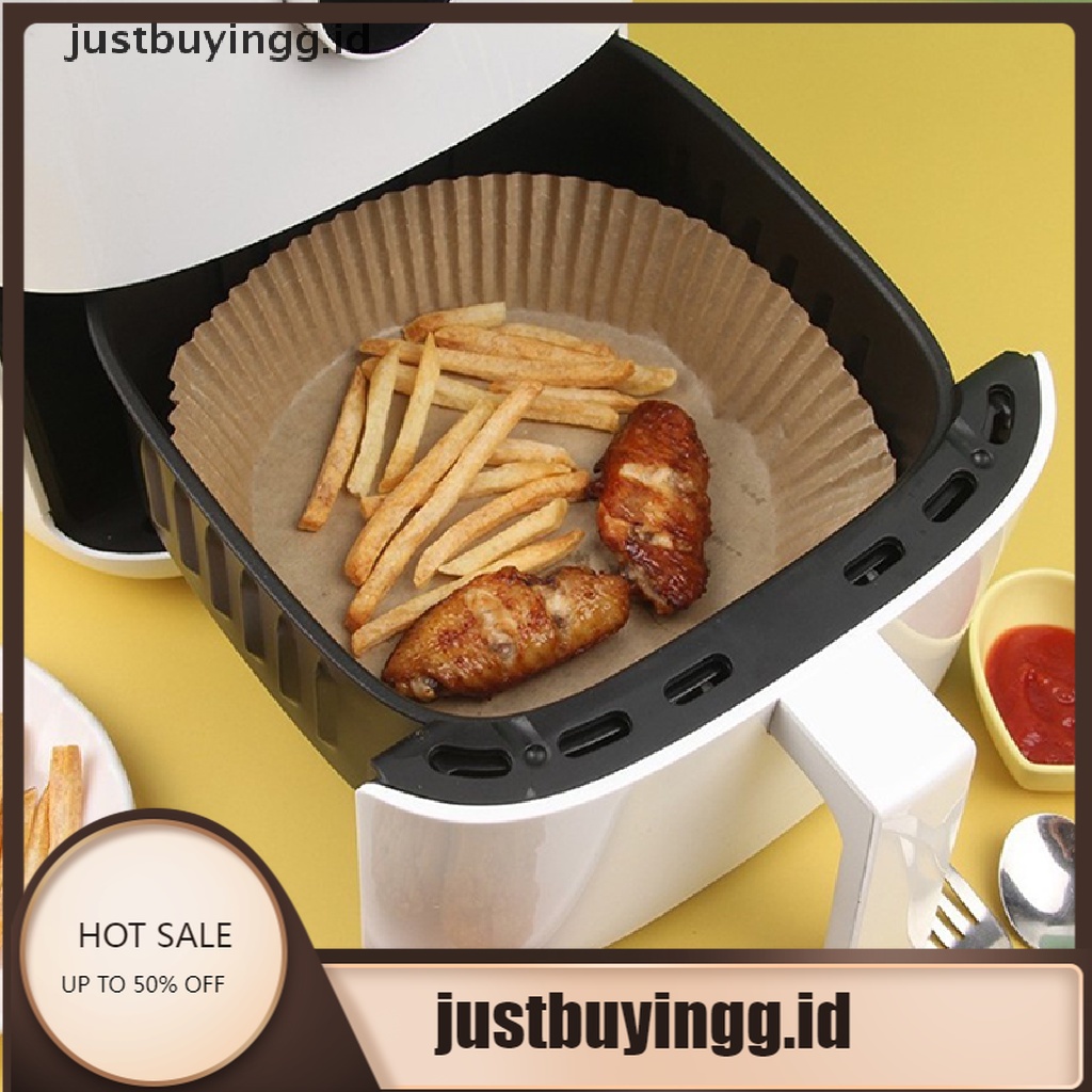 (Justbuyingg.Id) 50pcs Kertas Alas Kukus Air Fryer Sekali Pakai Ukuran 16cm