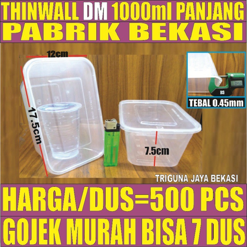 Thinwall DM 1000ml Per Dus Persegi Panjang Rectangular Bekasi