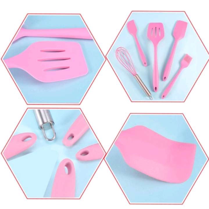 (RS)Spatula / Sutil / Sodet Silikon Set Isi 5 Sodet Kocokan Kuas Silikon Tahan Panas