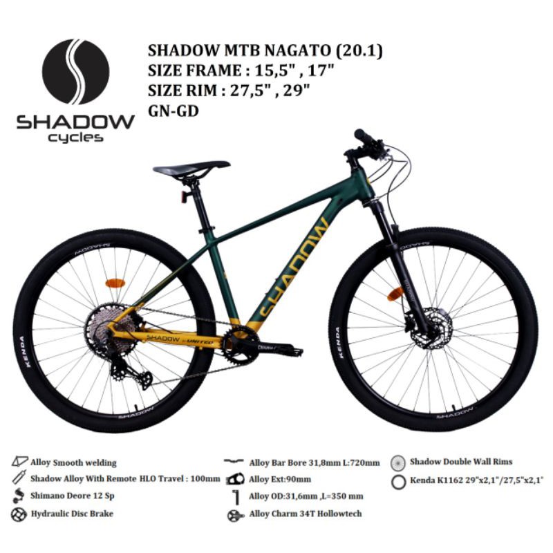 sepeda mtb shadow nagato 27,5 dan 29inch