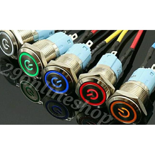 Switch On Off Push Button Tombol Saklar Lampu Ring Led Motor Mobil - Biru