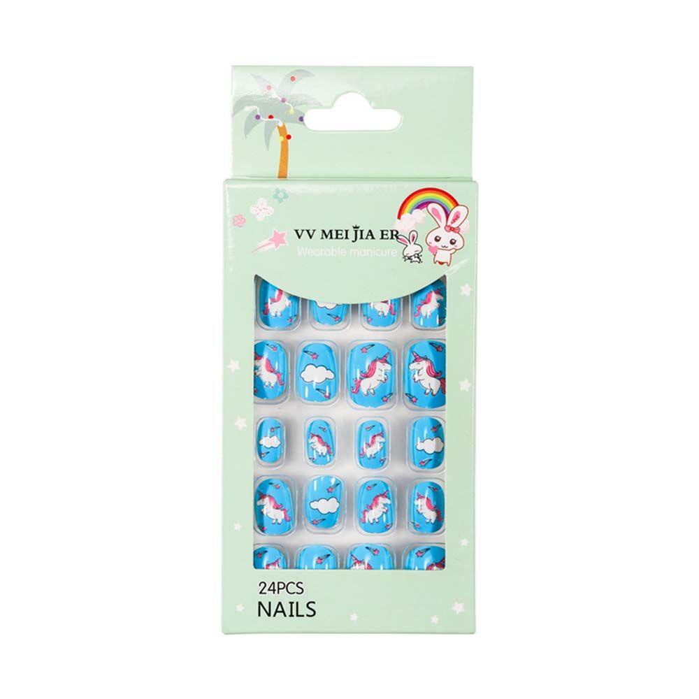 Agustina Anak Kuku Palsu Indah Alat Manicure Kartun Perekat Belakang DIY Nail Art