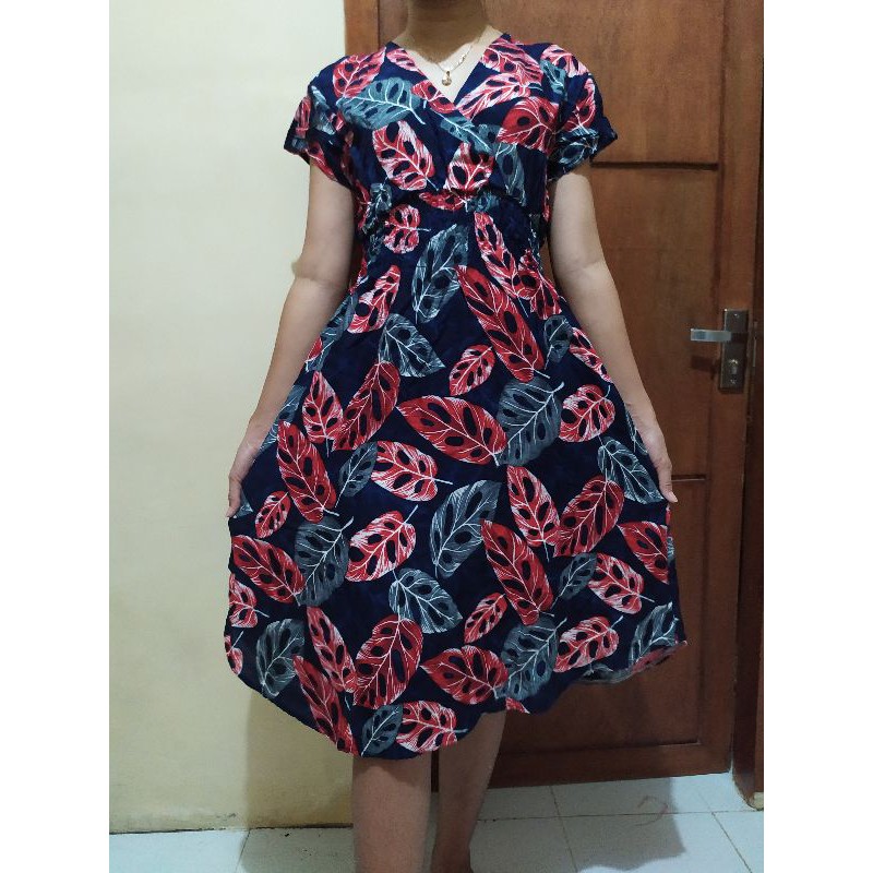 dress bali moza pendek motif