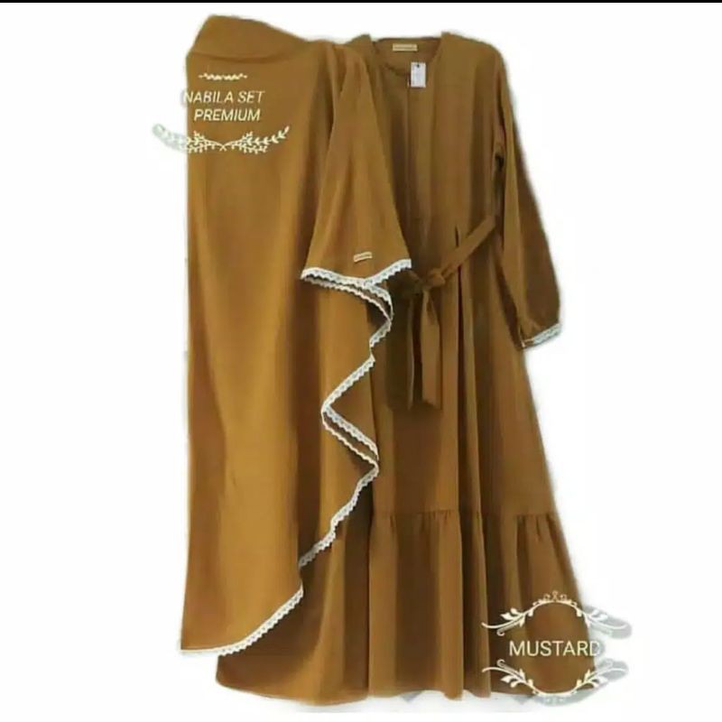 Nabila set baju gamis pakaian wanita dress fashion muslim