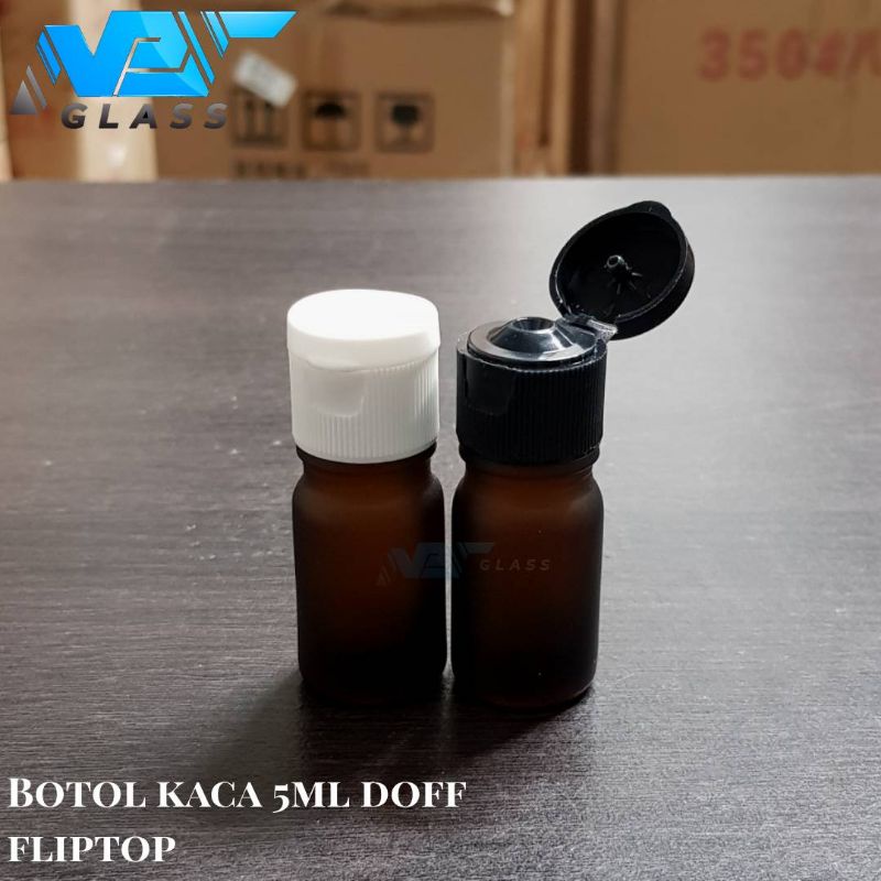 botol kaca 5ml coklat doff frosted tutup fliptop