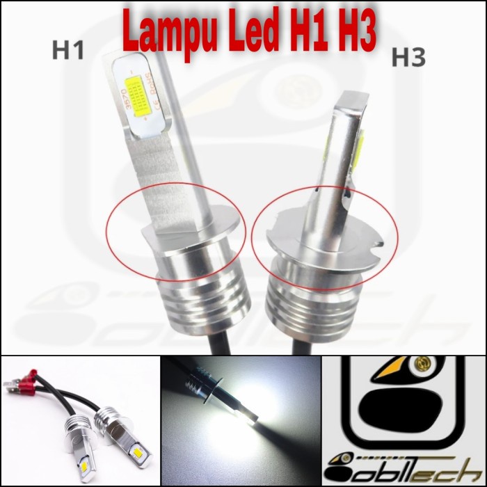 Lampu Mobil Led H1 H3 2400lm Super Bright