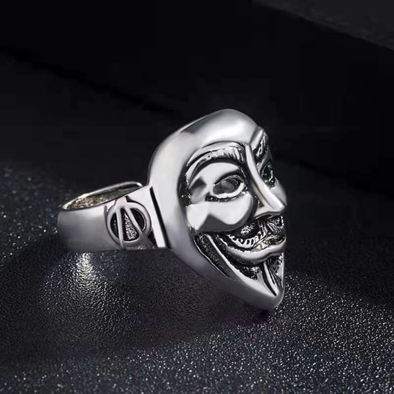 Cincin Model Lebar Bahan Stainless Gaya Punk Untuk Pria Dan Wanita