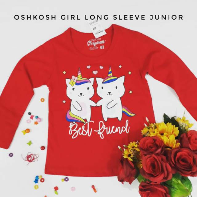 Kaos Anak Perempuan Oshkosh Girl Long Sleeve Junior Warna Merah