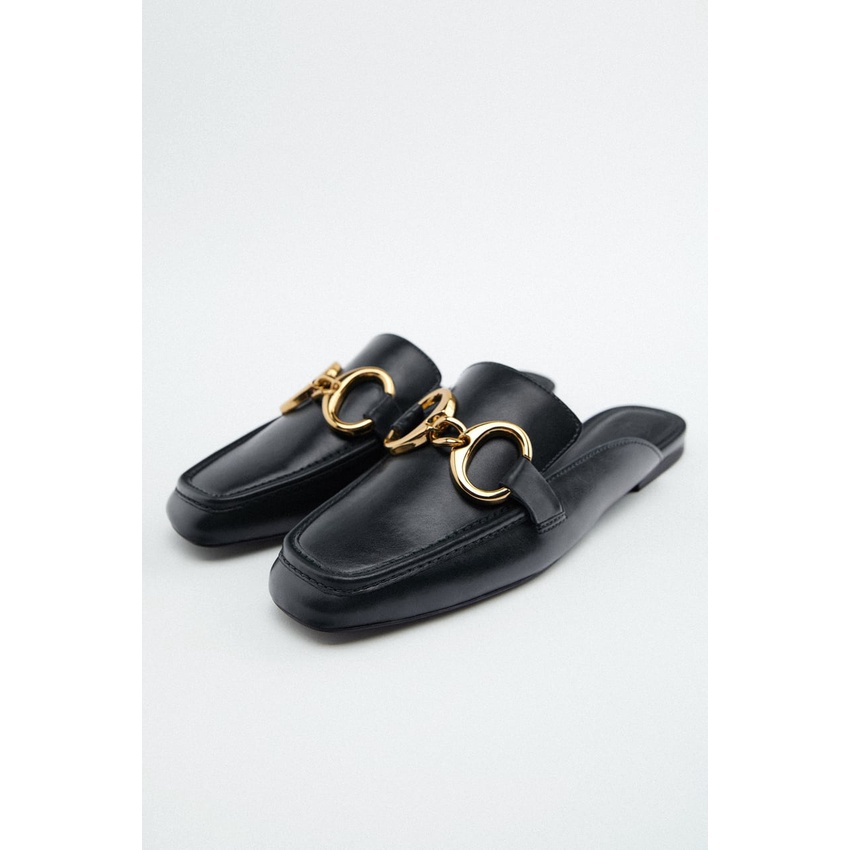 Zara Mule Loafers With Buckle Flatshoes Sepatu Flat Shoes 003