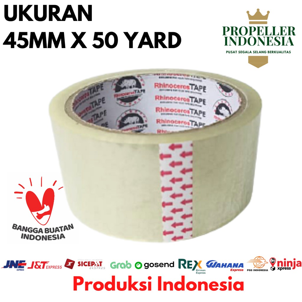 Lakban RHINOCEROS Tape Clear 45mm x 50 Yard