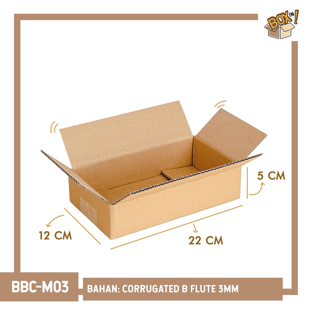 

22 x 12 x 5 cm (BBC-M03) | B FLUTE | KARDUS | CORRUGATED BOX | PACKING | PACKAGING