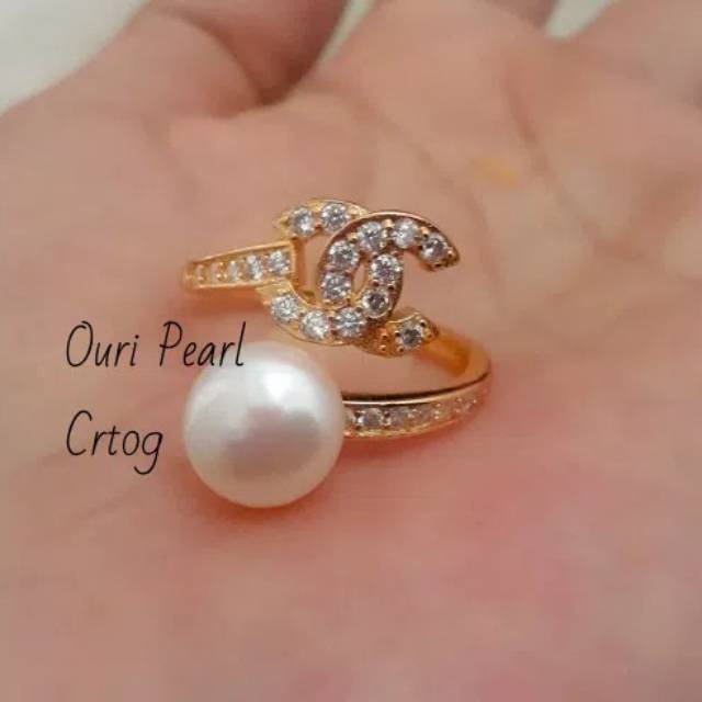 Cincin mutiara tawar asli lombok,  mutiara lombok asli mewah,  emas mutiara lombok