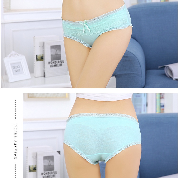 Ⓜ️𝟱𝟭𝟭Ⓜ️Celana Dalam Wanita Renda Pita Fashion Korea Mid Waist Briefs Candy Lace Panties