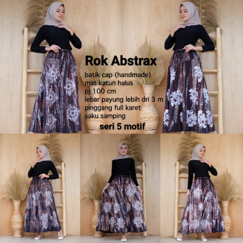 rok batik motif abstrak murah bawahan wanita rok payung klok umbrella