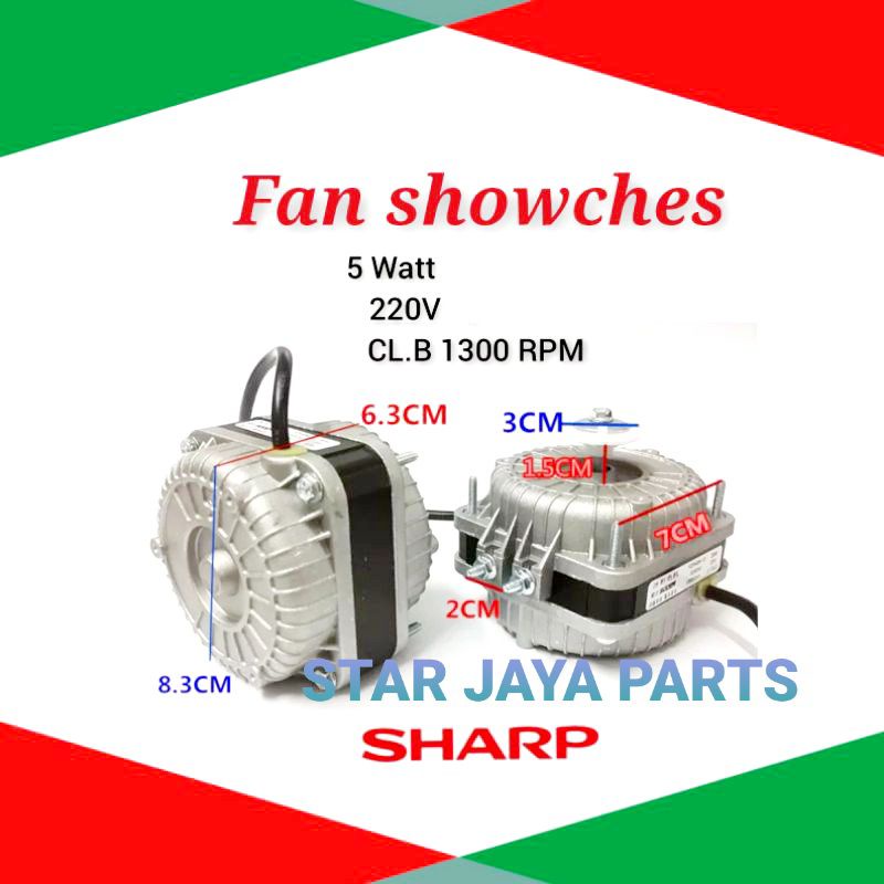 Dinamo fan showcase lemari pendingin minuman Sharp 5 Watt pintu kaca