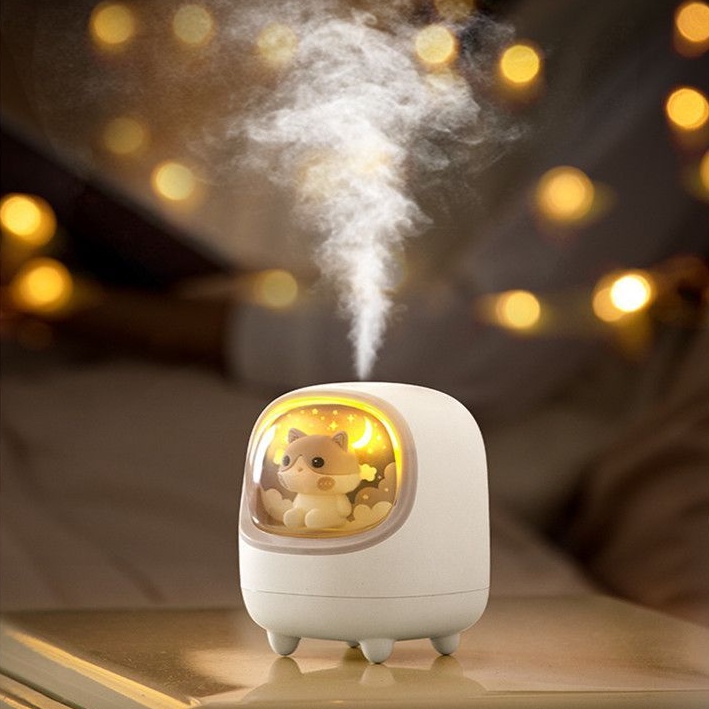 Humidifier  / Diffuser Cute Cat Deer Lampu Tidur Portable Baterai