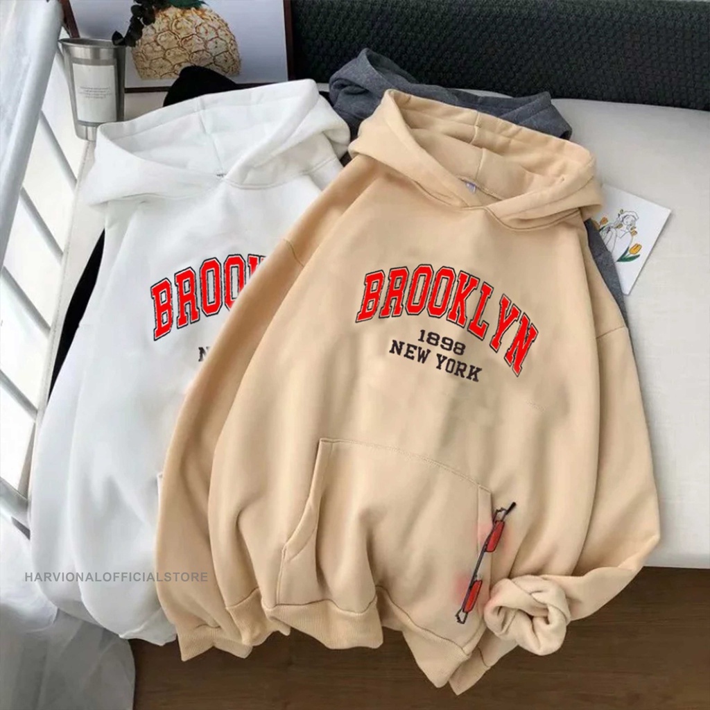 Parisdivarious Sweater Hoodie Jemper Brooklyn Baru Bahan Fleece Size S - XXL (Pria &amp; Wanita)