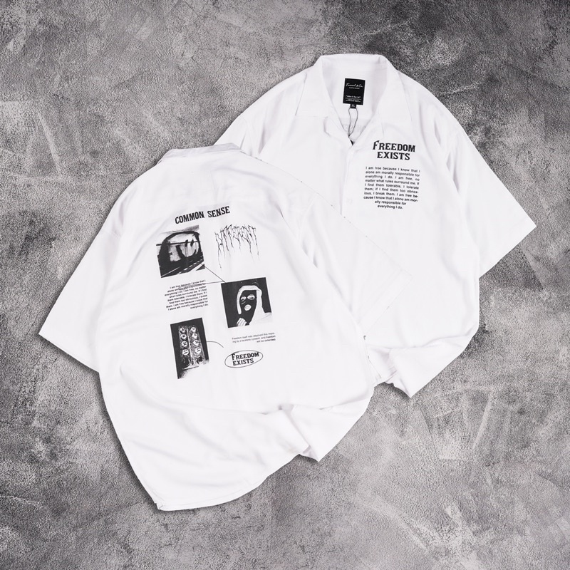 [N00494] Kemeja Distro Motif / Full Print Motif FREEDOM EXISTS