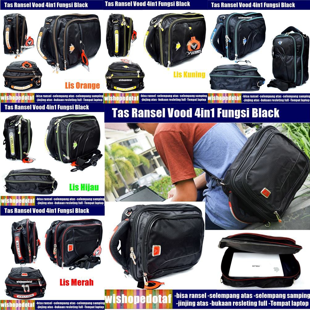 Tas Laptop Ransel 4in1 Vood Black