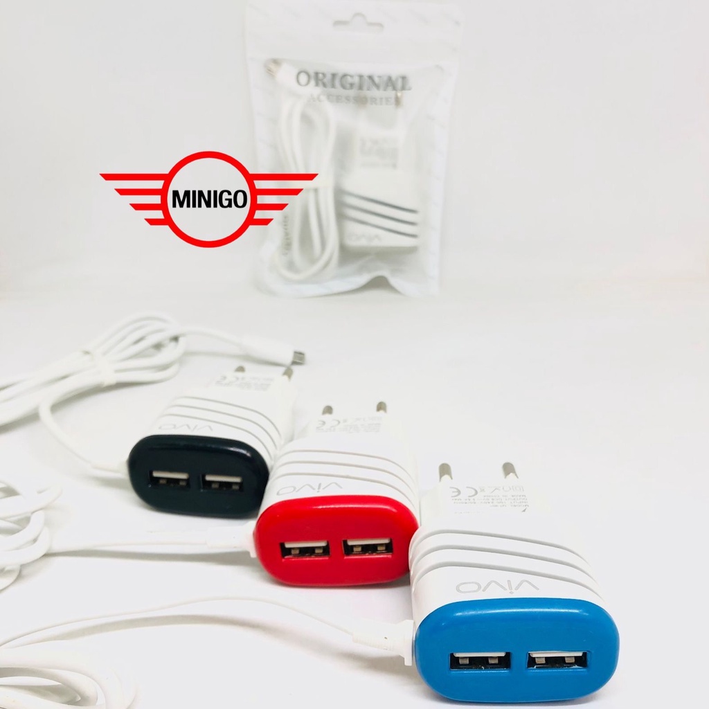 CHARGER CASAN OPPO VOOC MINI 2 USB 4A CHARGER ULIR LED garis + KABEL 2.1Ampere Branded 2PORT USB Port