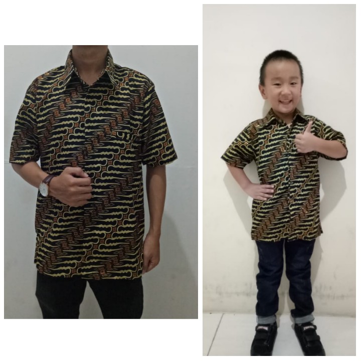 SB Collection Couple Dadboy Isno Atasan Kemeja Batik Lengan Pendek Anak Dan Ayah Pria