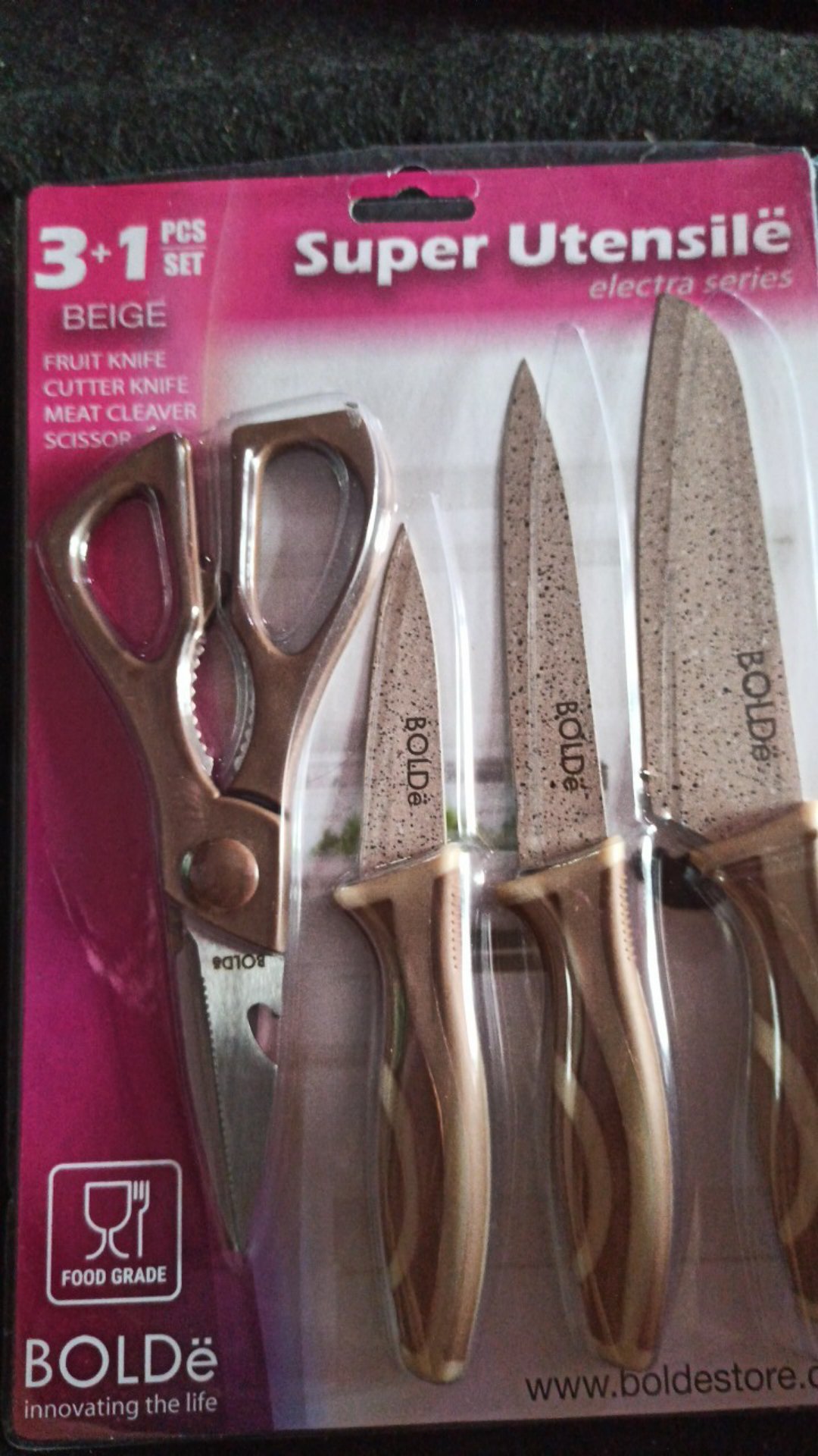 Pisau Set 3+1 Bolde Super Utensil Electra - Knife Set - Gunting Ori