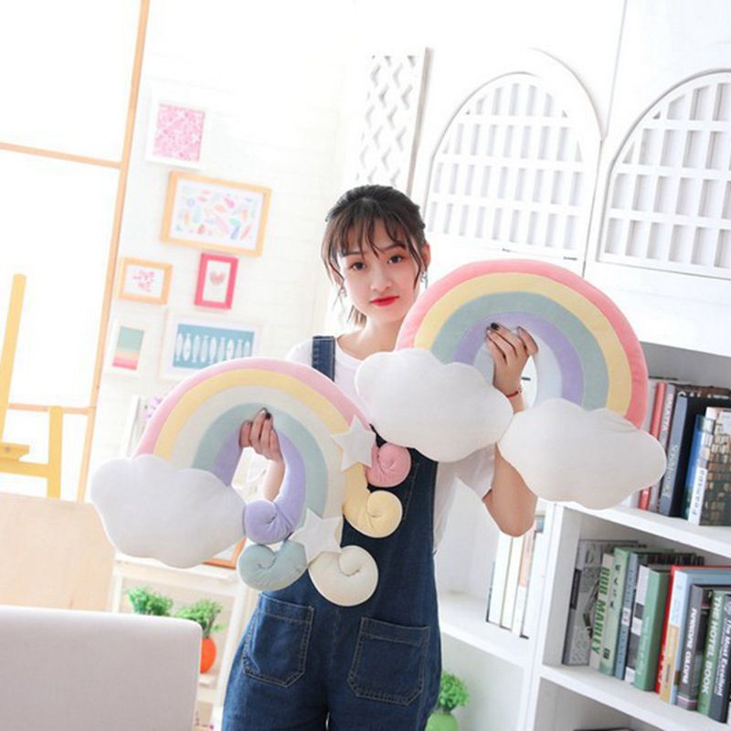 53*40cm Rainbow Plush Sofa Pillow Cushion Sleeping Pillow Cloud Moon Home Decoration Toy Propitious Cloud Moon Shell