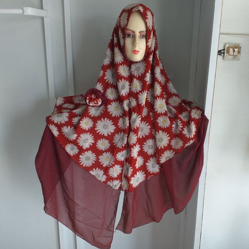 Khimar instan motif bunga