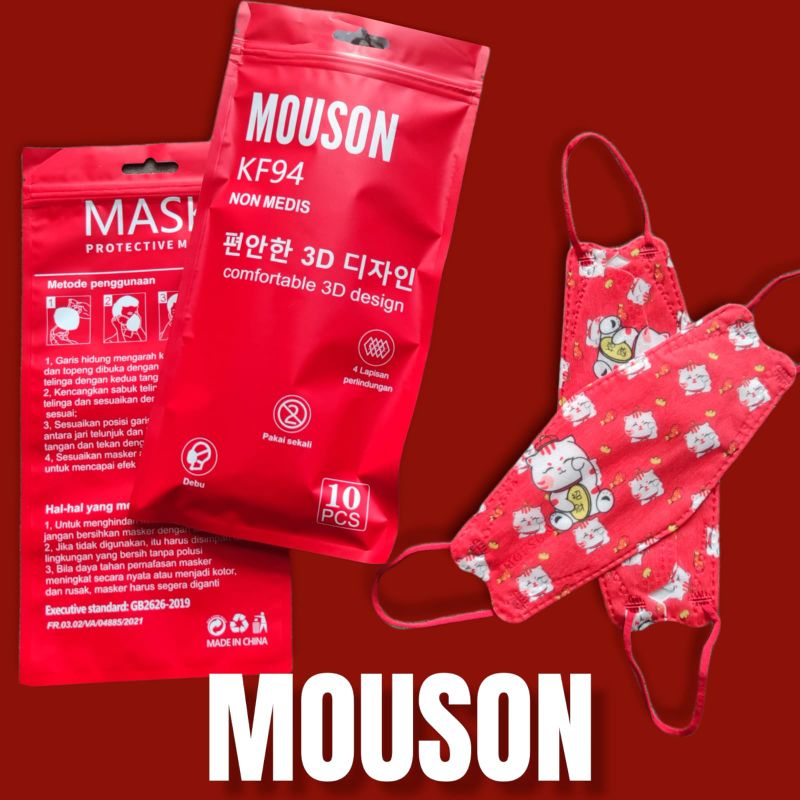 MASKER KF94 MOUSON 4PLY MOTIF ISI 10PC DEWASA