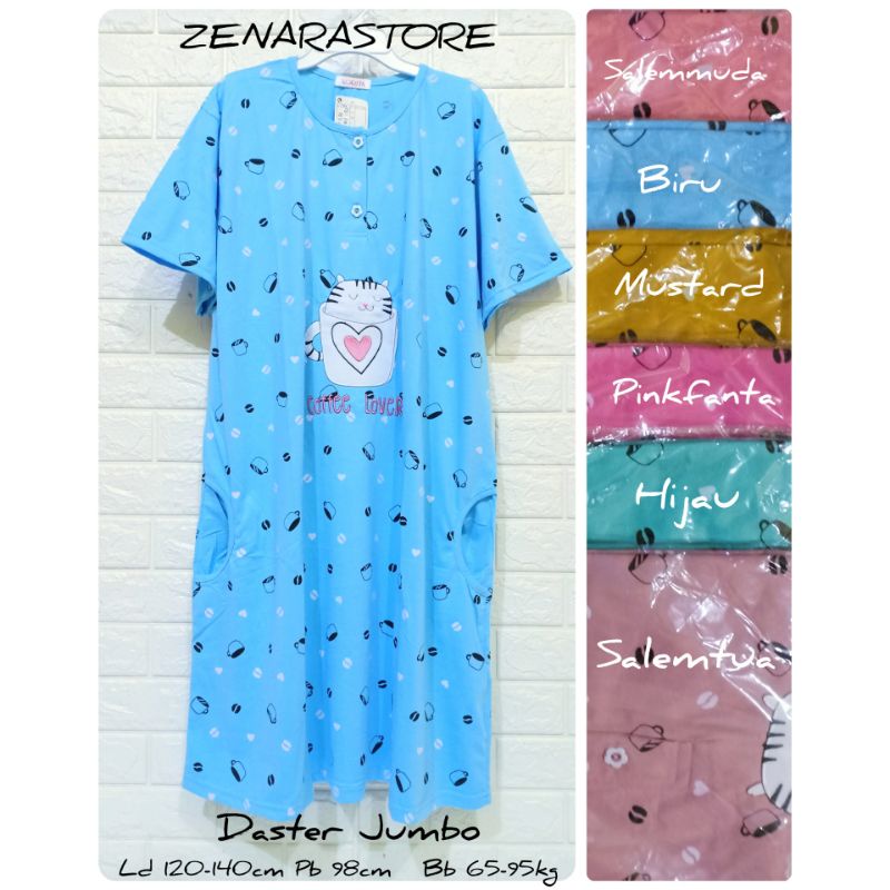 Daster kaos jumbo dewasa Lorita by Sofie daster kancing depan jumbo big size Ld 120cm-140cm