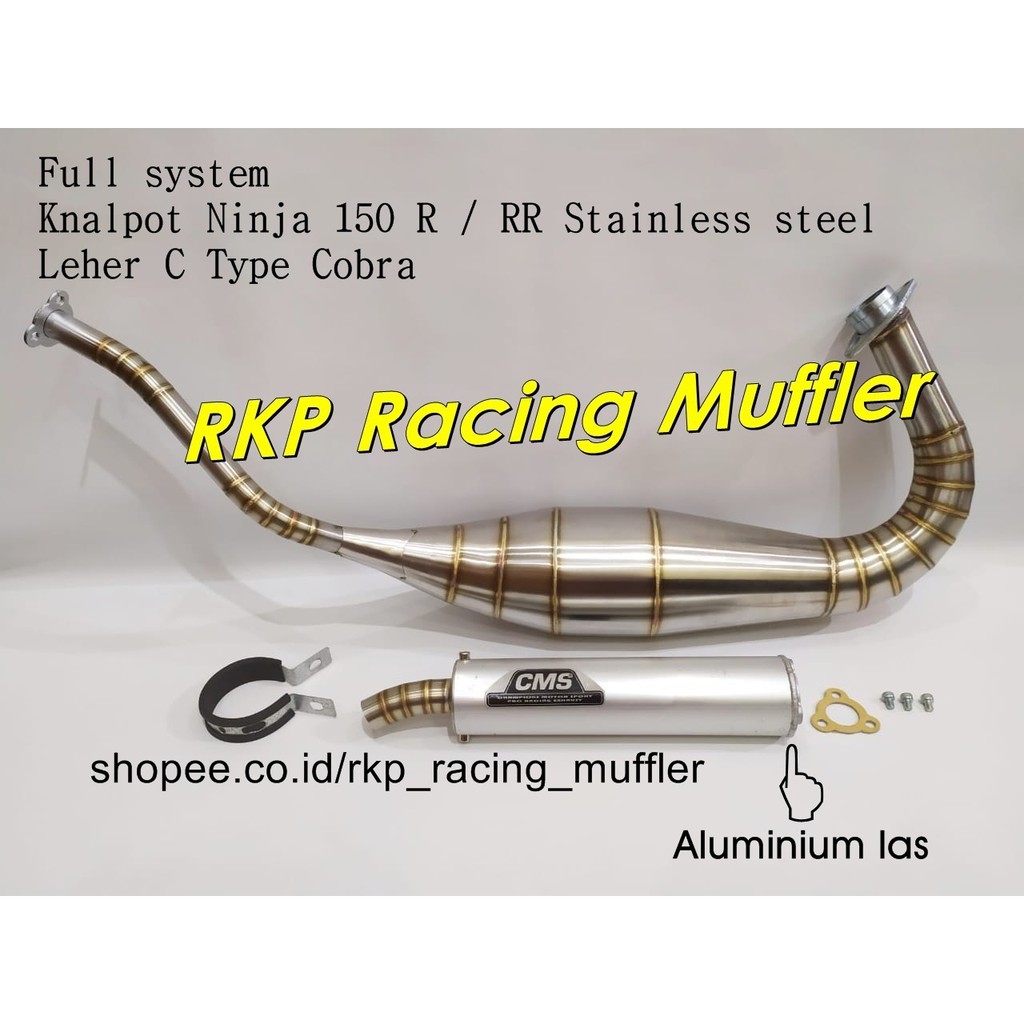 Knalpot Ninja 150 R RR SS kolong CMS type cobra stainless steel silencer aluminium las kenalpot