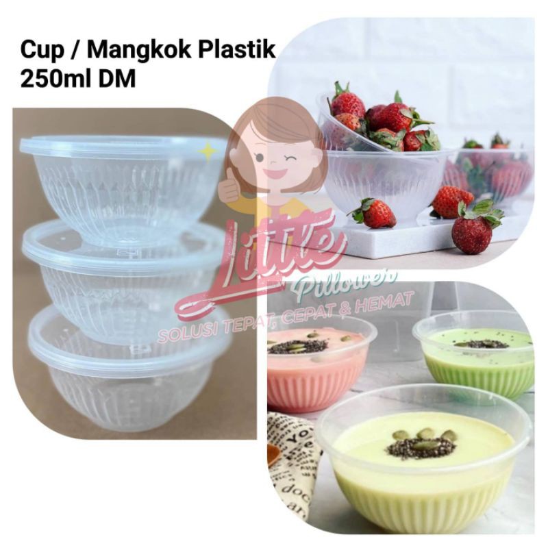 (ISI 50pcs) Cup Puding 250ml gerigi/Cup Bening/Mangkok Bulat/Mangkok Plastik Mini