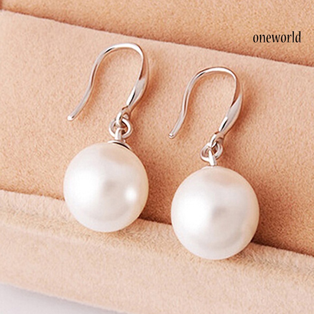 OW@ Dangle Earring Elegant Exquisite Ornament Simple Faux Pearl Eardrop for Daily Life