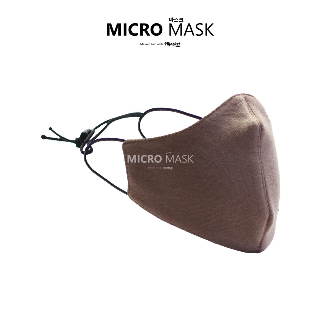 ORIGINAL Micro Mask Hijacket Azmi Hijab Masker Kain Wajah Duckbill Virus Pria Wanita non KF94 KN95-BROWN